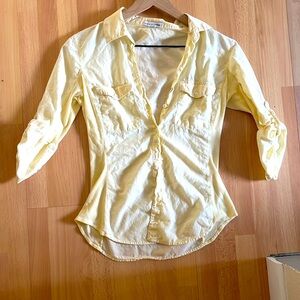 James Perse butter yellow button up shirt. Size small.